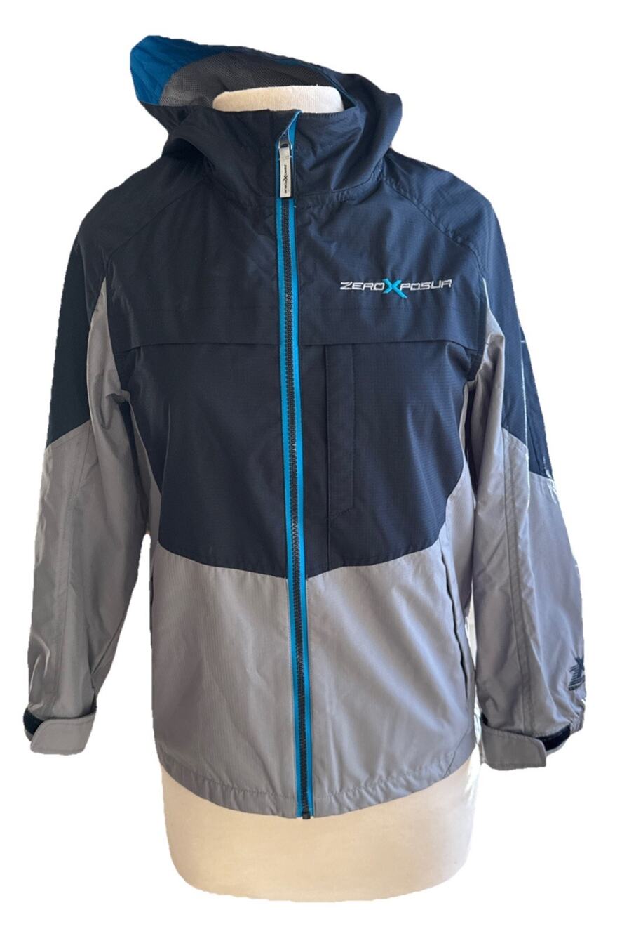 Boys Size 10/12 Zero Xposur Winter Jacket Navy Gray With Hood